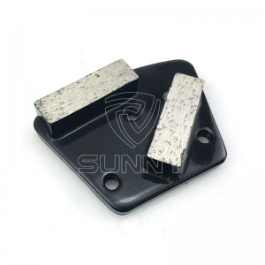 Black Trapezoid Concrete Grinding Shoes With 2 Diamond Segment Bars