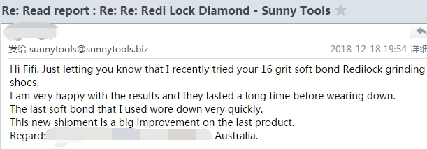 Feedback of redi-lock diamond grinding shoes - Australia