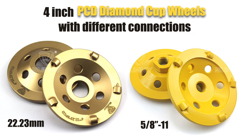 4 inch PCD diamond cup wheel with different connections